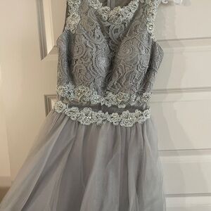 Gray Lace Illusion Dress